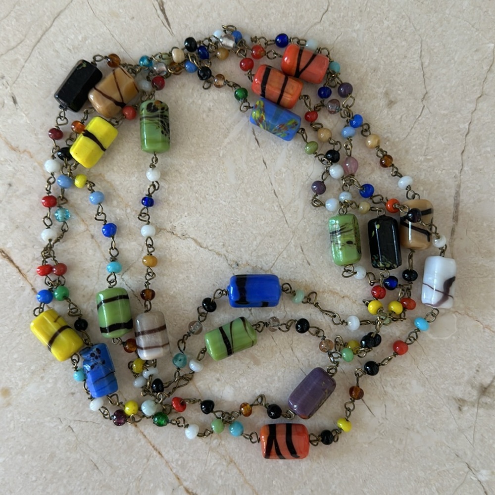 Glass beads & art glass necklaces vtg vintage